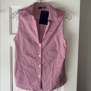 Brandy Melville Red Checkered Button Down sleeveless Shirt